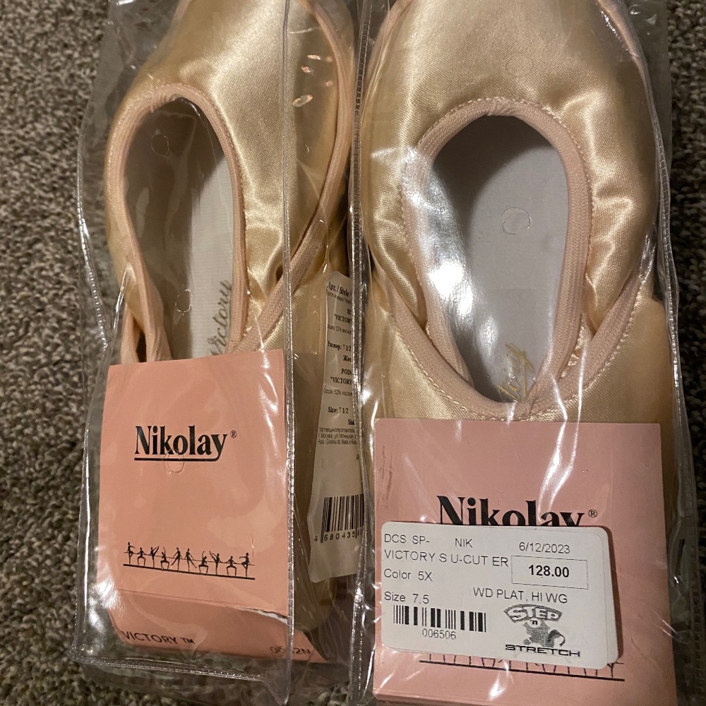 Brand New Nikolay Victory Pointe Shoes (size 7.5, 5X & 7.5, 6X)